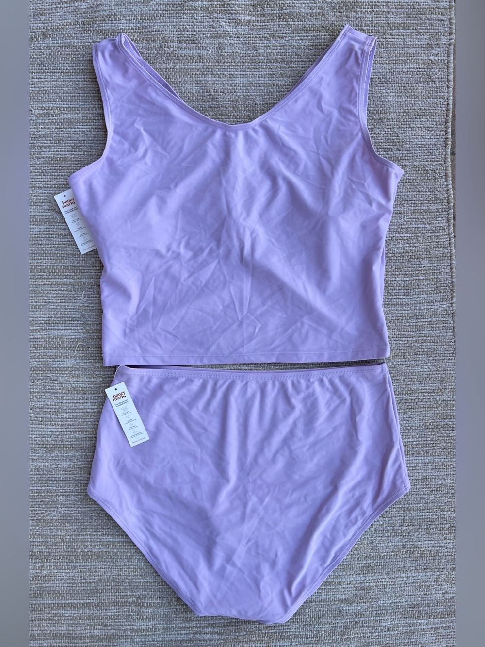 Honey Mark Deep Lavender Swim Set Basil Wrap Top & bottom size XL - Picture 2 of 9
